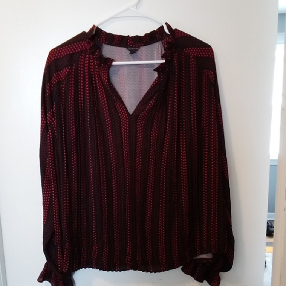 Ann Taylor Tops - Ann Taylor Black and Red Polka Dot Blouse